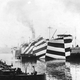 USS West Mahomet painted in “dazzle” camouflage. (Image: US Navy)